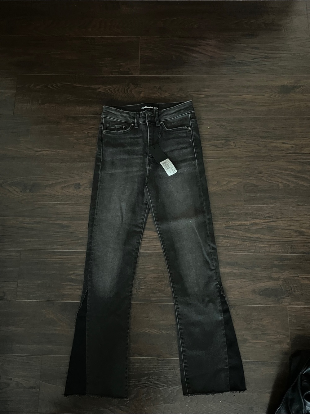 The Kooples Washed Black Flare Jeans with Side Slits